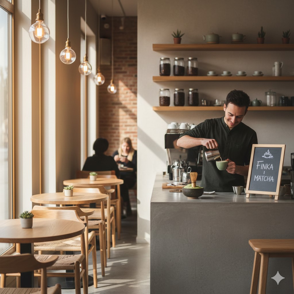 Wnętrze kawiarni Finka i Matcha